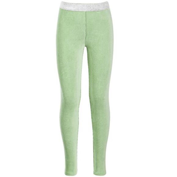 Epic Threads NWT 3T pull on mineral green ribbed velour leggings w/sparkle waist - Picture 2 of 13